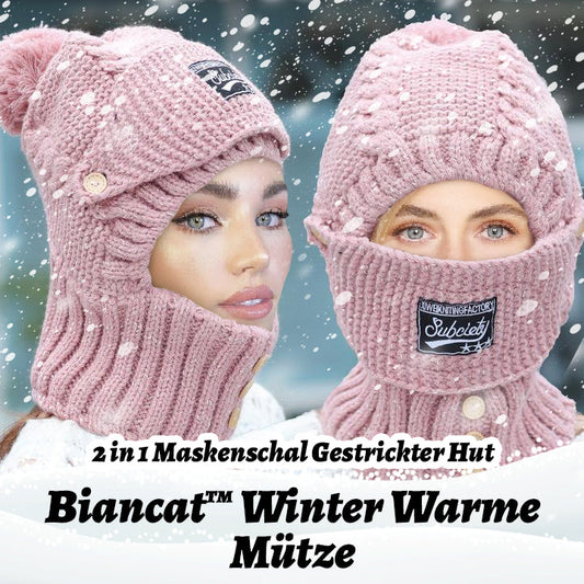 Biancat™ Winter Warme Mütze - 2 in 1 Maskenschal Gestrickter Hut (🔥Winter-Heißer Verkauf🔥)